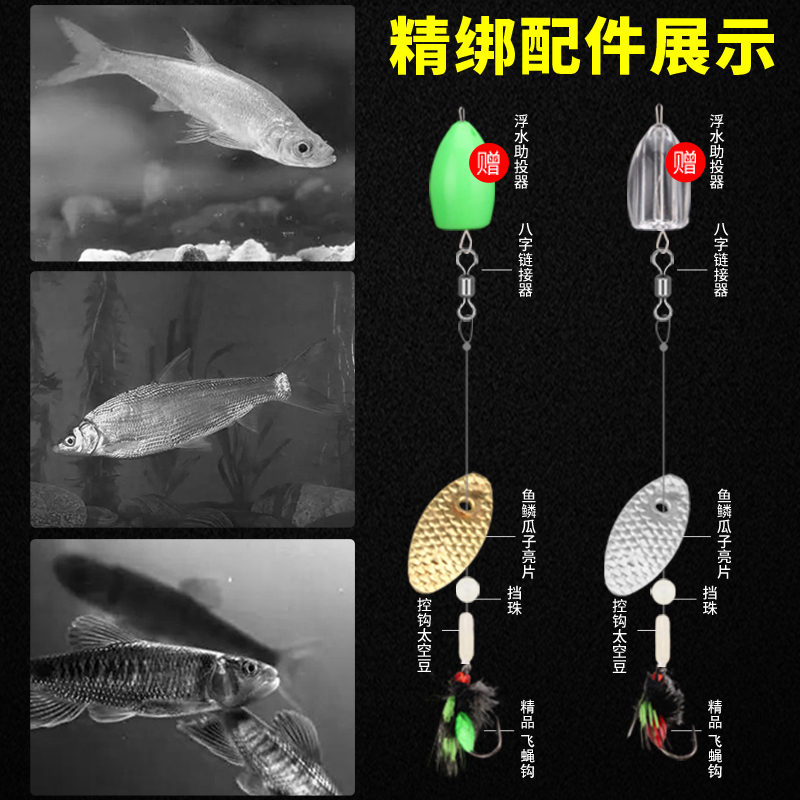绑好不伤线瓜子亮片套装毒蚊飞蝇钩翘嘴白条马口助投器路亚假饵 - 图0