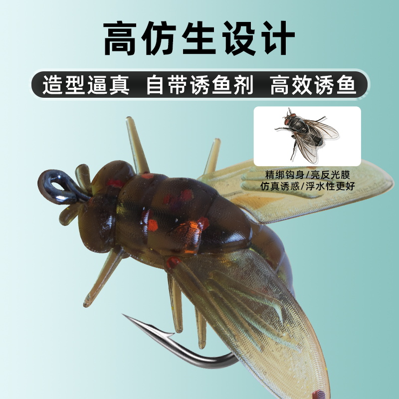 亮片苍蝇饵软饵飞蝇钩毒蚊毒蝇串钩钓马口白条微物路亚假饵仿真饵 - 图1