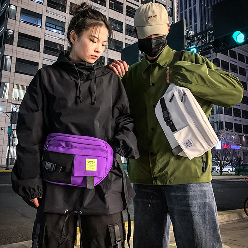 日系胸包男潮牌街头潮流简约单肩包 单色空间男士包袋