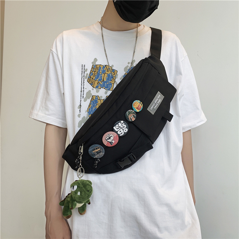 潮牌男士随身斜肩包时尚潮流胸包 单色空间男士包袋