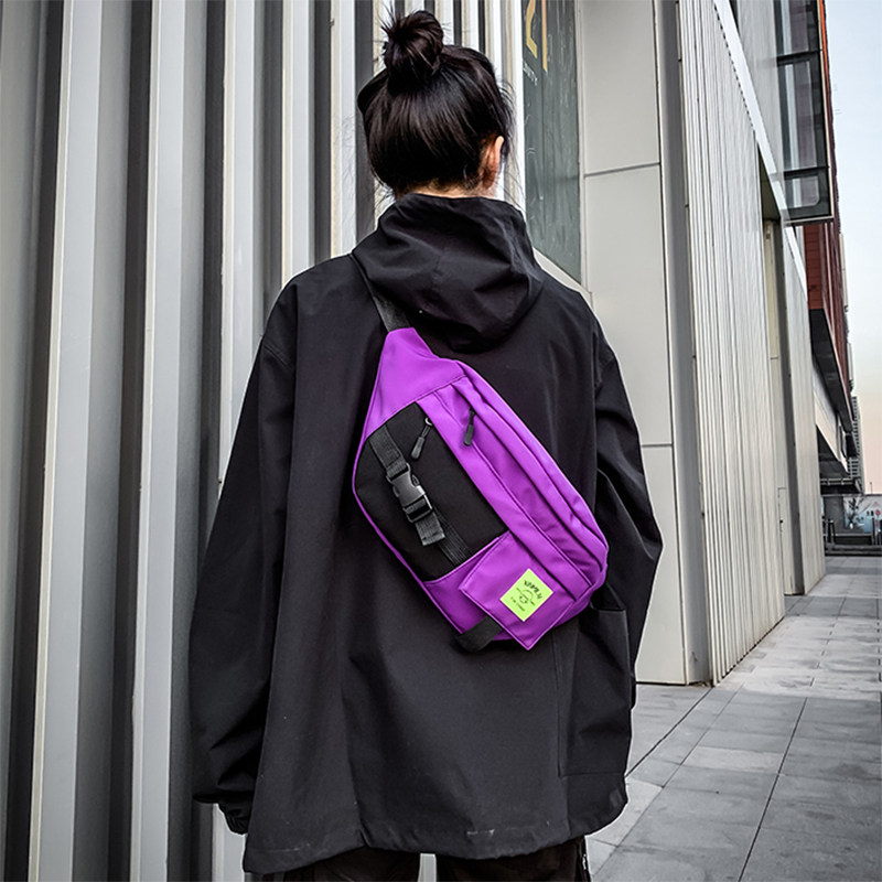 日系胸包男潮牌街头潮流简约单肩包 单色空间男士包袋