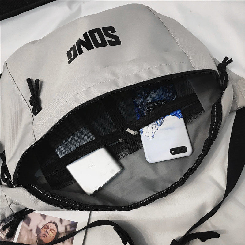 日系工装街头潮流休闲胸包斜挎包 单色空间男士包袋