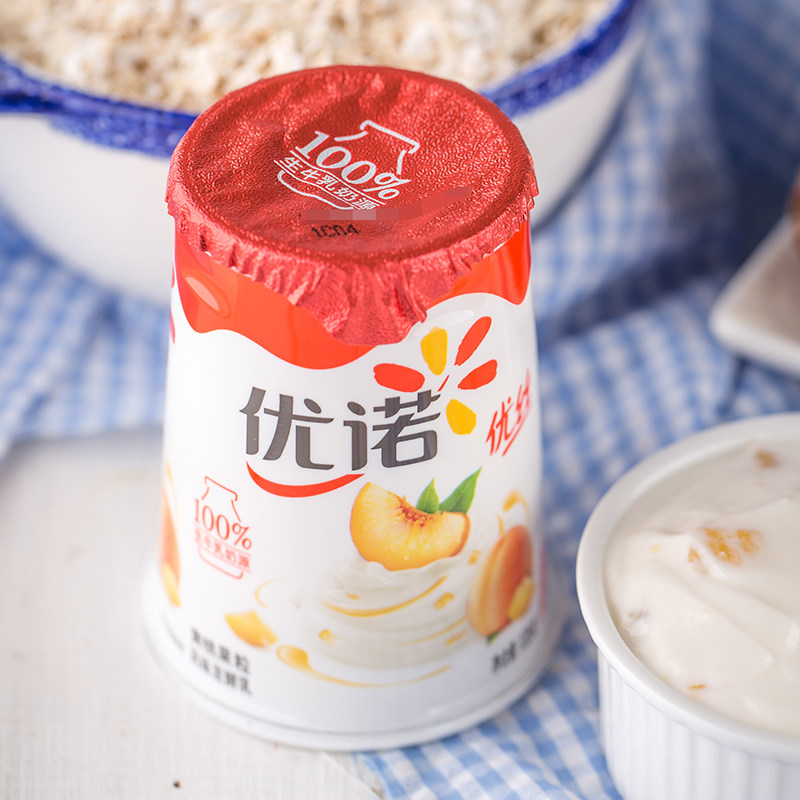 优诺Yoplait 优丝 风味发酵乳 黄桃果粒135g*3  酸牛奶100%生牛乳 - 图0