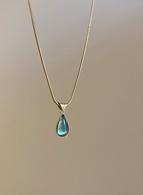 日落派对女蓝绿水滴项链