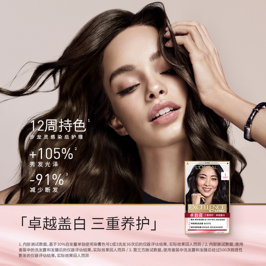 L'Oreal Zhuo Yun Cream Hair Color Cream Black Covers Gray Hair