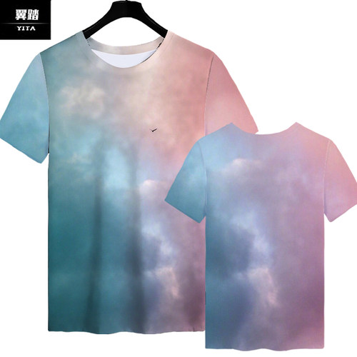 太空银河系宇航员星空星云冰丝T恤短袖男女夏季体恤衫创意上衣服 - 图2