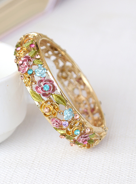 景泰蓝彩绘镂空水钻首饰品手环