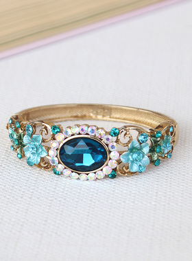 合金心形复古风景泰蓝手镯送妈妈