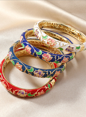 北京开口活扣景泰蓝手镯复古故宫镂空旅游珐琅镯子时尚礼物首饰女