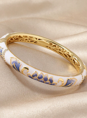 北京景泰蓝手镯合金彩绘掐丝珐琅首饰旅游中式复古轻奢手环首饰品