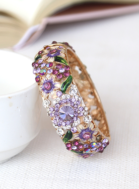 水钻活扣合金奥地利景泰蓝手镯