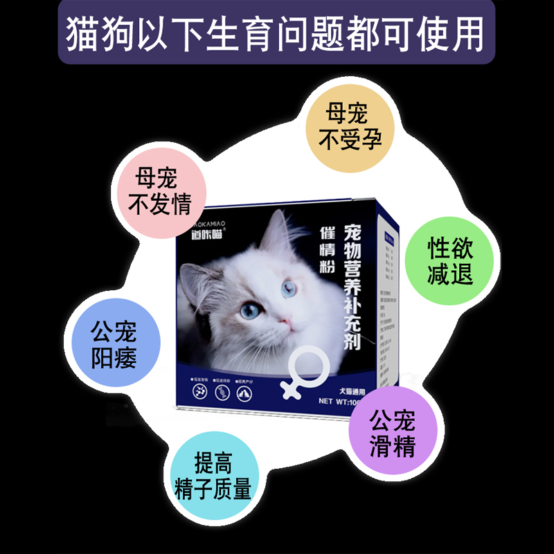 母猫促情公猫催发情欢猫咪生育酚狗狗通用喵发情排卵繁殖宠物尽情 - 图2