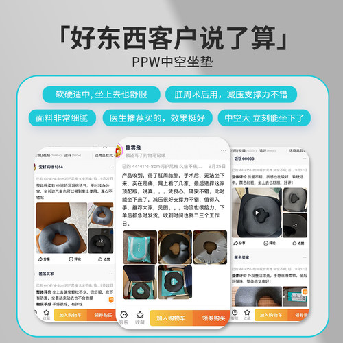 PPW痔疮坐垫办公室久坐尾椎骨折减压孕妇术后专用护腰防屁股痛冬 - 图3