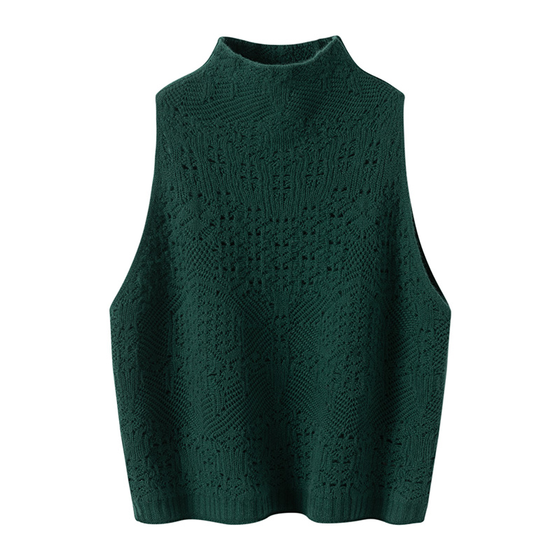 不可或缺人手一件~羊绒背心马甲女立领无袖镂空提花羊绒马甲 - 图3