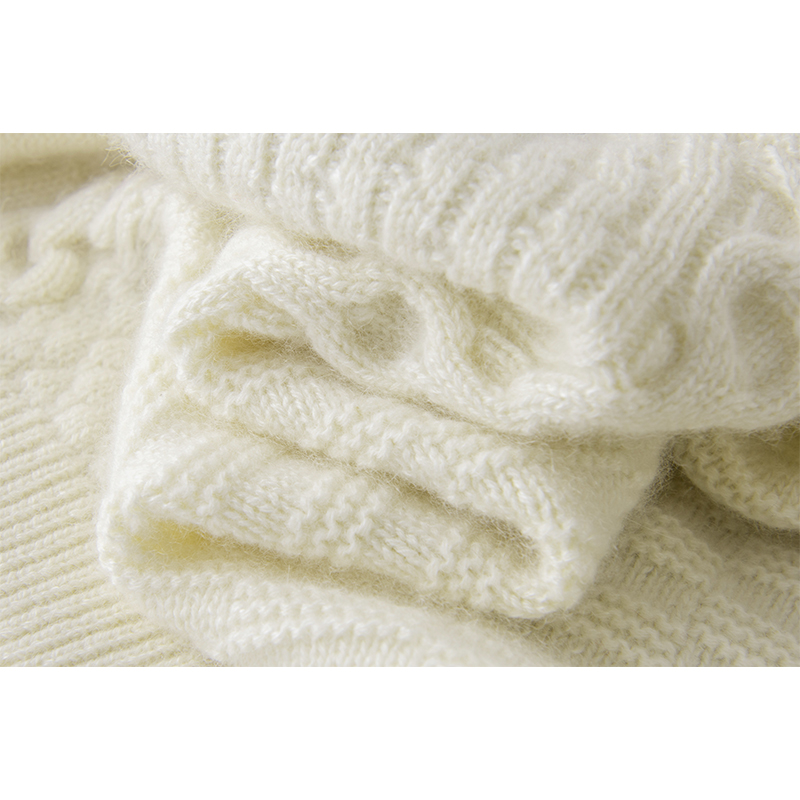 倾心遇你~2024春新款100%纯山羊绒法式V领毛衣羊绒粗花针织衫女 - 图1