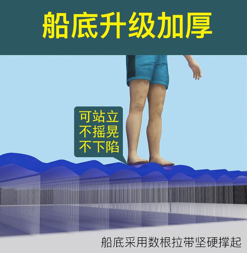 橡皮艇自动充气船加厚钓鱼船硬底冲锋舟气垫船耐磨汽艇双人皮划艇