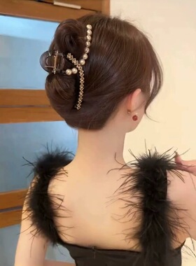 韩版珍珠鲨鱼夹后脑勺盘发发卡