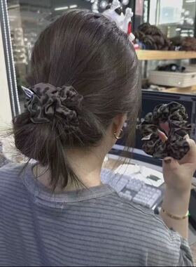 复古豹纹大肠发圈高级感扎发