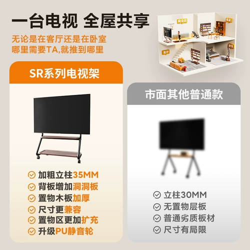 Универсальный передвижной кронштейн для телевизора, напольная тележка на колесиках, подвесная стойка для спальни, гостиной, шкаф для телевизора в скандинавском стиле