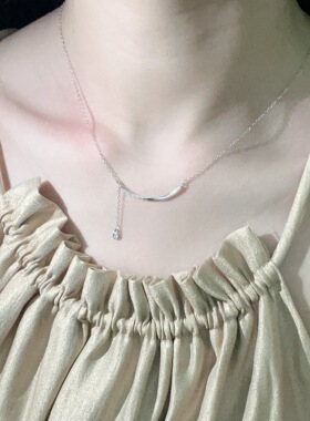 s925纯银新品韩国推荐小众时尚设计款名媛微笑弧度气质个性项链