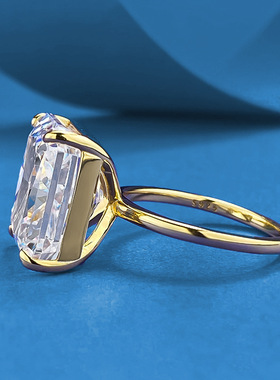 洛熙寺珠宝新款925银高碳钻12*14mm冰花切戒指简约欧美速卖通跨境