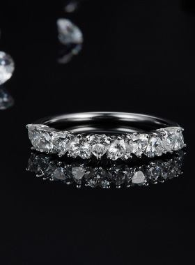 2024外贸跨境新款莫桑石戒指女925银镀18k金个性百搭戒指批发直销