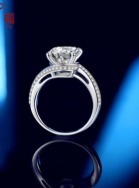 s925银戒指女 时尚扭臂四爪鸽子蛋形5克拉防真石戒 厂家批发