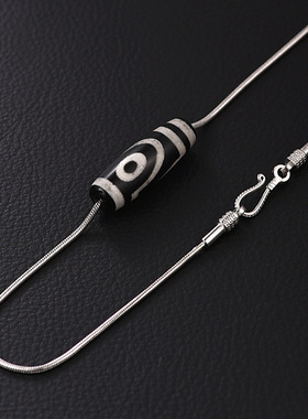 穿天珠项链925银银子锁骨链男士潮款感细蛇骨链天珠横穿项链