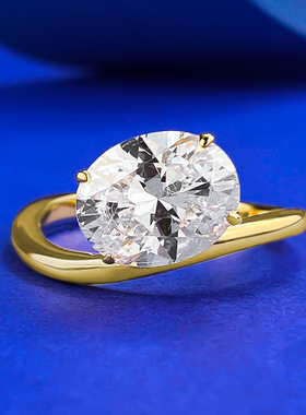 隆隆金珠宝ins风鸽子蛋钻戒指时尚基础款8*10mm戒指S925银欧美风