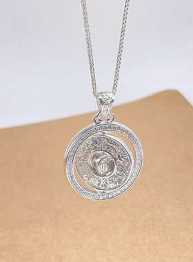 银大福珠寶足银999时来运转八宝罗盘吊坠潮流精品项链一件代发