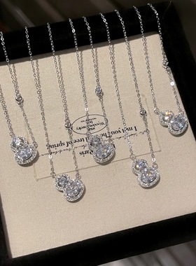 s925纯银满钻葫芦项链女配饰轻奢小众高级感百搭锁骨链情人节礼物