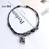 Nguyên bản tự nhiên Lucky Transit Đen Crystal Crystal Anklet Wax Rope Dệt Bạc Lucky Cat Mặt dây chuyền Nữ - Vòng chân