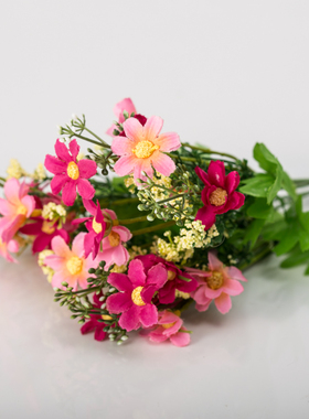 小束雏菊仿真花/绢花手感花粉红小雏菊挂壁摆放装饰吊篮装饰花卉