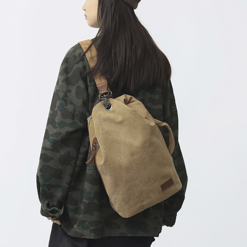 Canvas chest bag large capacity retro casual shoulder bag