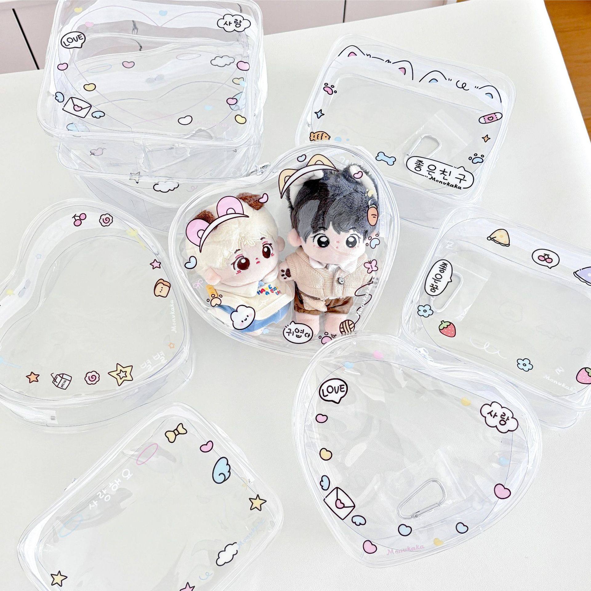 10cm娃包双人心形娃包可爱透明外出晒娃包涂鸦保护套收纳包防尘袋,淘宝优惠券,粉丝福利购,淘宝优惠卷