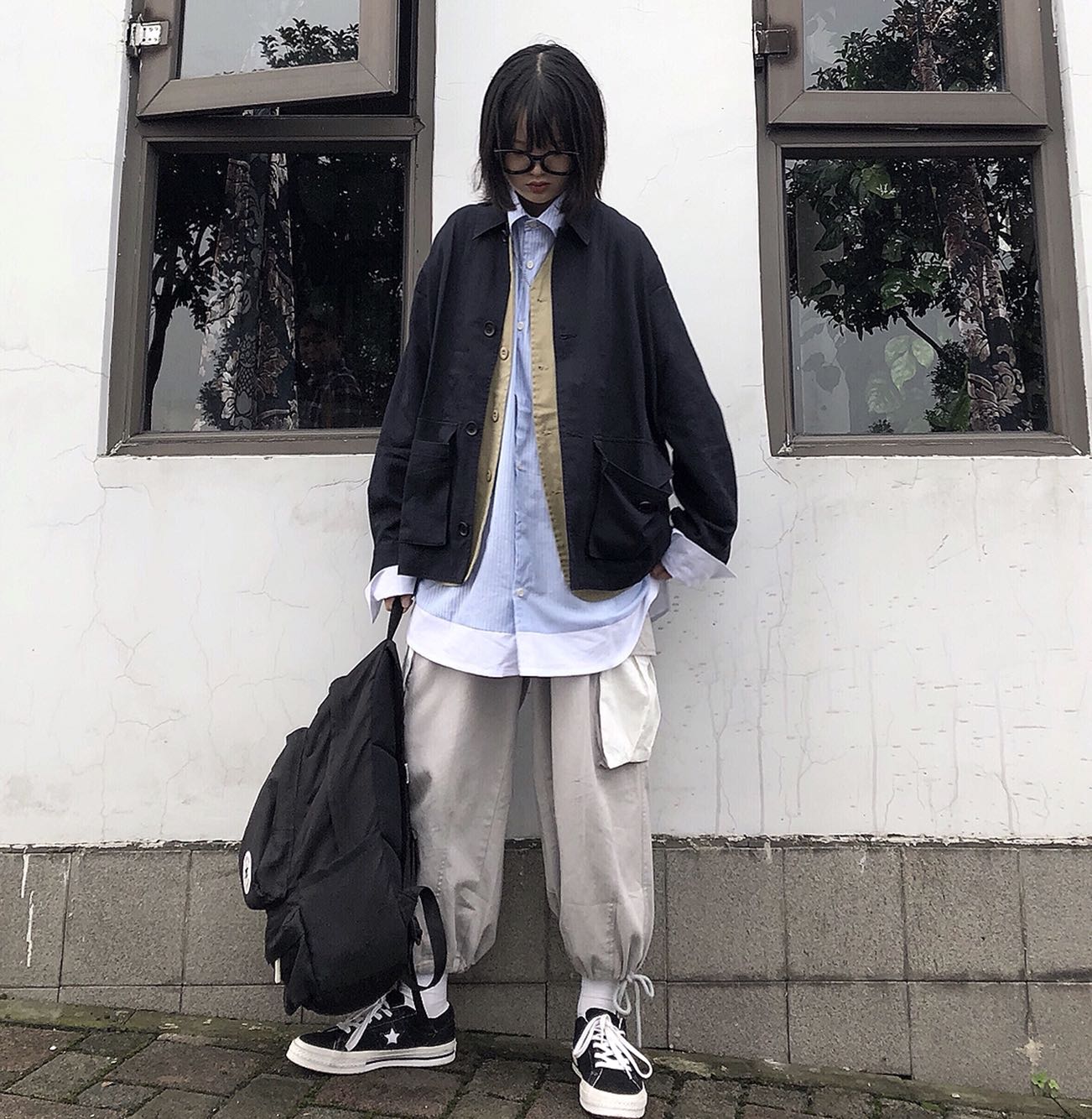 Take off咖喱人19AW/日系水洗做旧复古休闲工装夹克外套宽松男女