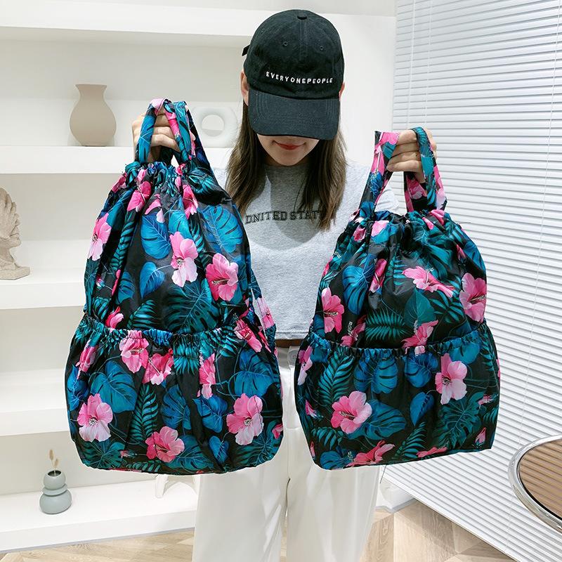 Large drawstring drawstring supermarket shopping bag fashionable backpack foldable portable sports backpack shopping waterproof