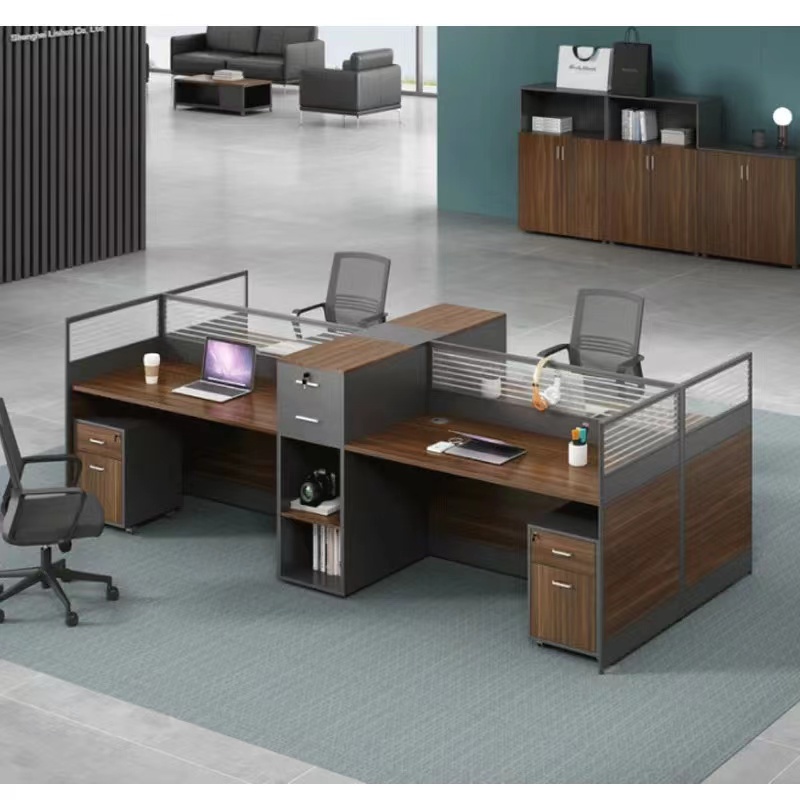 办公室电脑职员桌简约现代246单人工位高柜屏风卡座财务桌椅组合