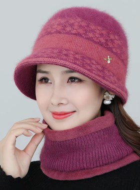 冬季中老年女加绒防风渔夫帽
