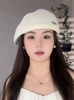 夏季透气镂空显脸小贝雷帽女款