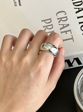 超粗泥鳅背戒指】通体s925纯银款光面指环 个性小众时尚闭口戒