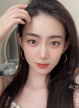 实心莫比乌斯大耳圈】通体s925纯银简约素圈耳环精致百搭耳坠女