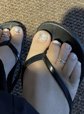 原创~精美蝴蝶脚趾戒指弹力绳串珠关节指环s925纯银双层开口尾戒