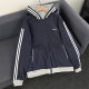 Retro simple casual reversible jacket for men and women spring and autumn hooded sports stitching striped baseball uniform