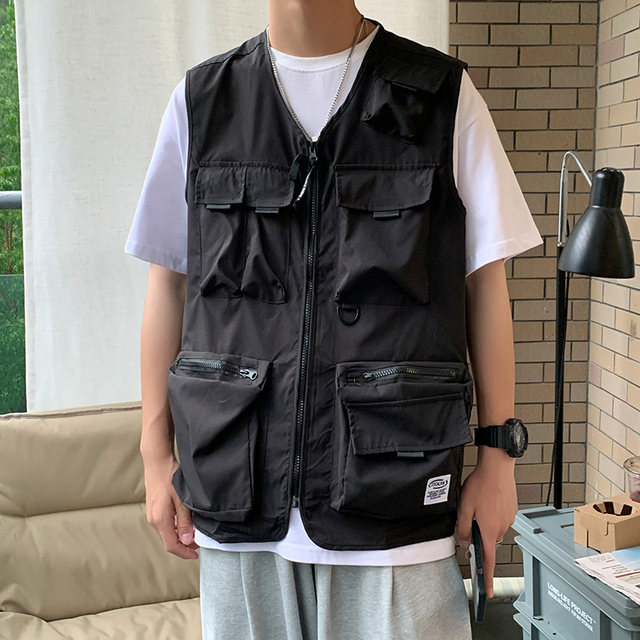 Dark trend sleeveless student functional vest