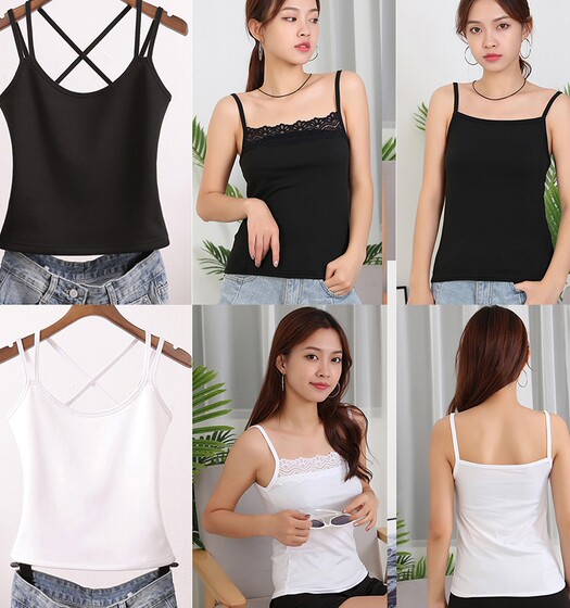 Buy one get one free camisole women's slim and beautiful back summer outer wear white lace inner bottoming shirt with versatile top