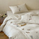 Wooden French girl heart floral towel embroidered cotton linen four-piece set hollow lace quilt cover bed linen bedding