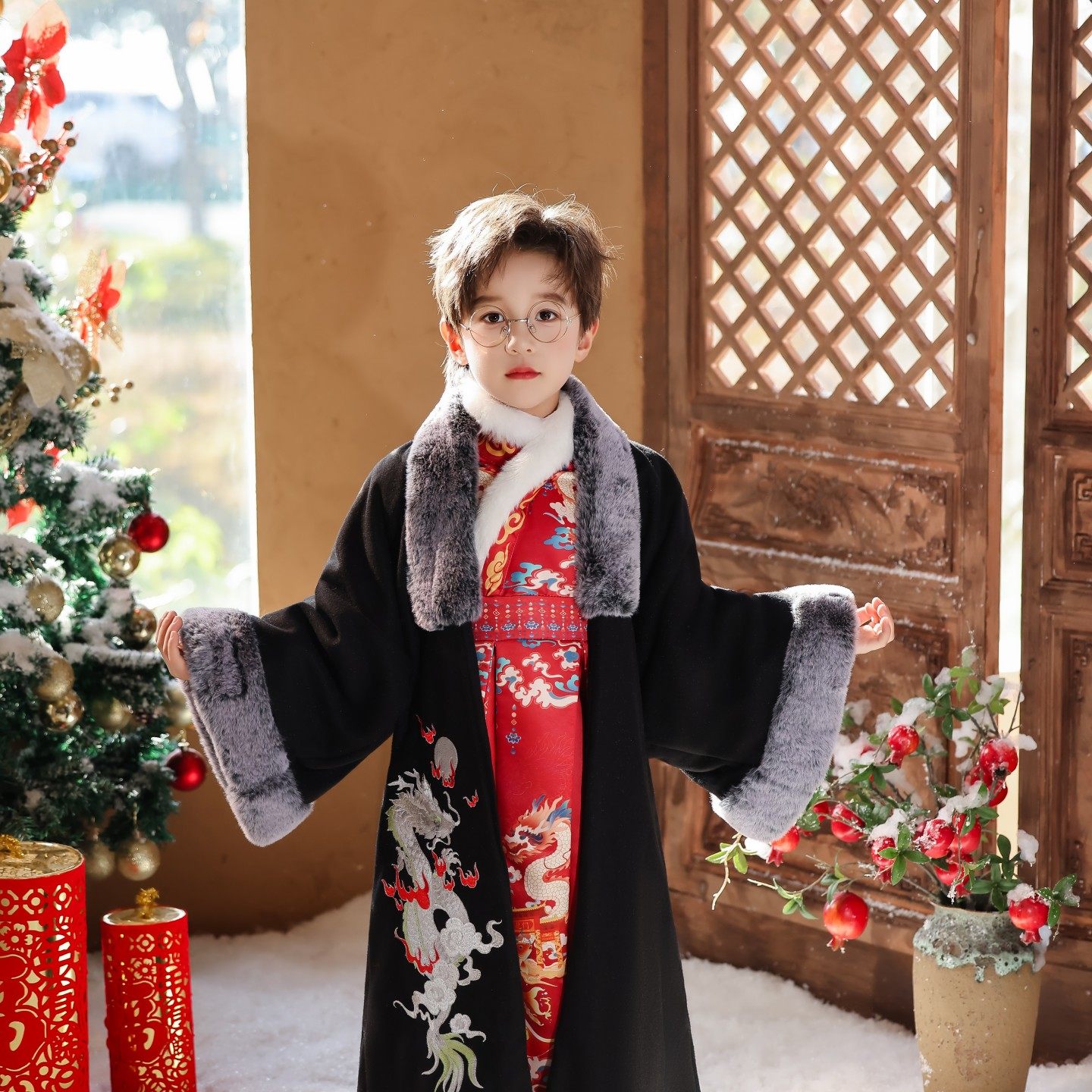 男童拜年服汉服冬款加绒加厚儿童古装国风侠客小少爷过年新年明制,淘宝优惠券,粉丝福利购,淘宝优惠卷