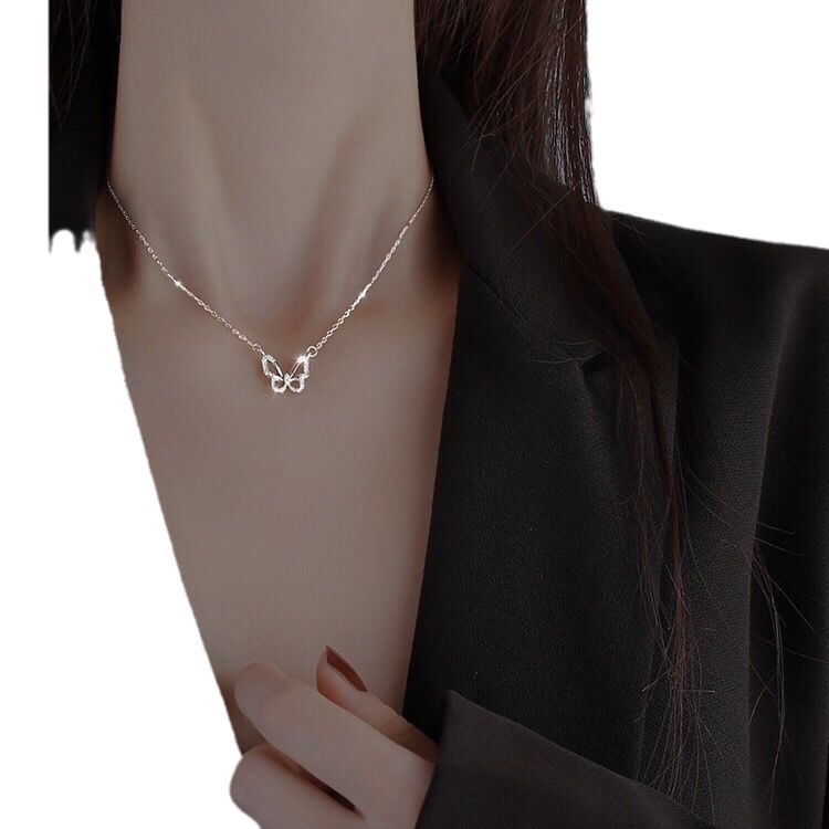 Hollow Butterfly Diamond Necklace Women's Fashionable Elegan - 图2