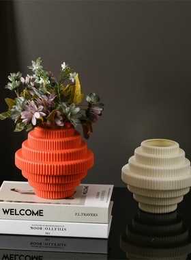 北欧风塑料花瓶 客厅摆件干湿花插花餐桌现代轻奢风家居花盆容器